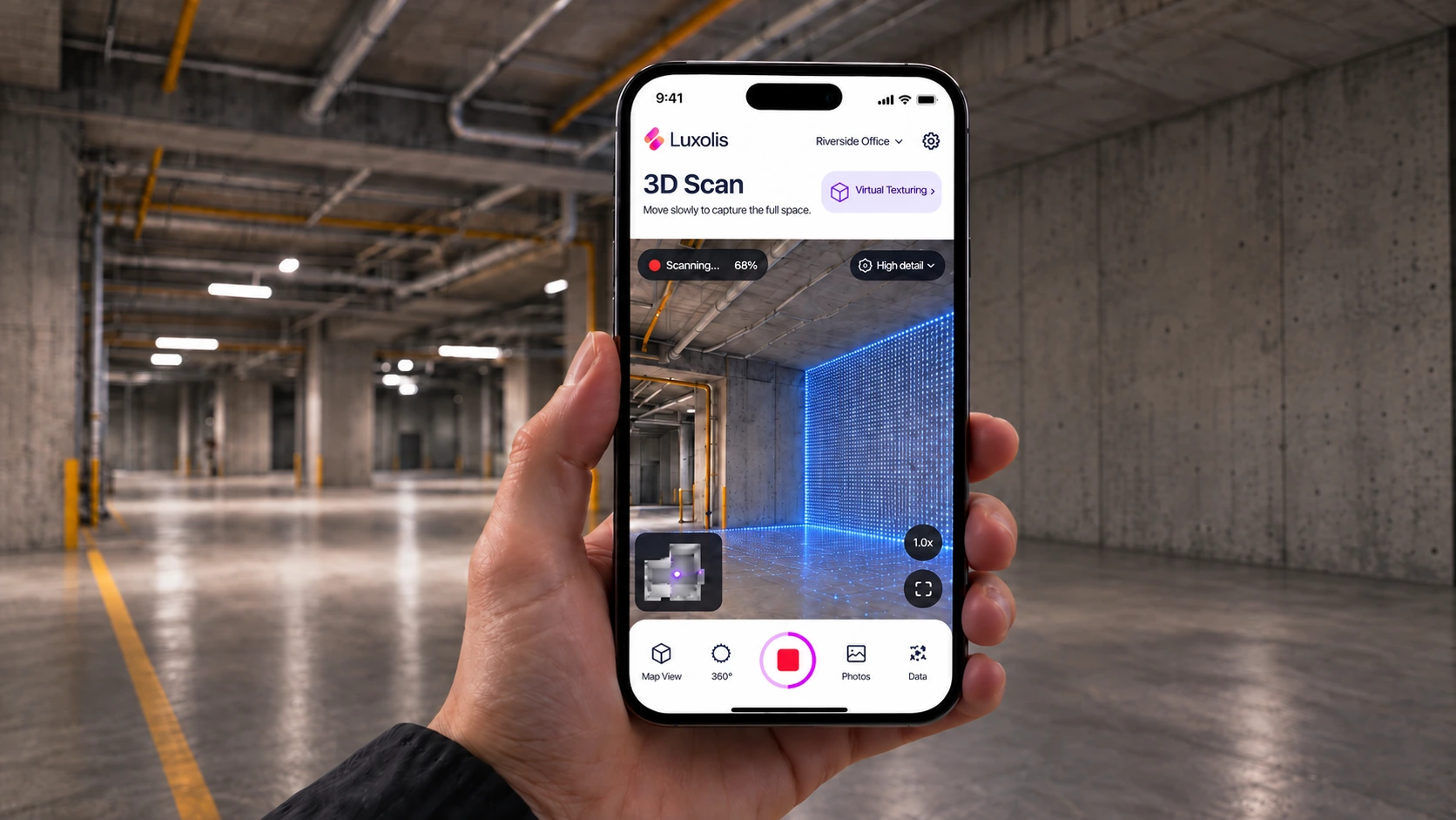 Capturing a physical space with the Luxolis mobile scanning interface